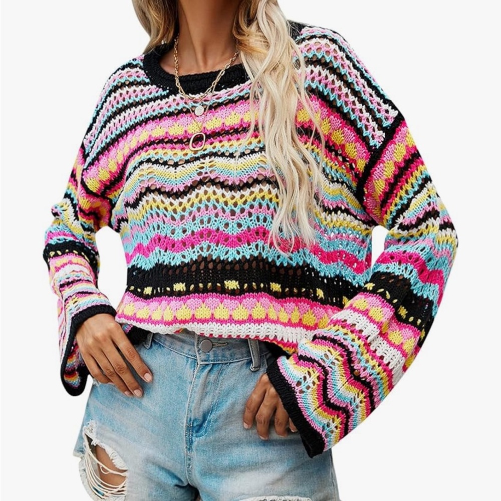 Amazon Multicolor Striped Women's Sweater